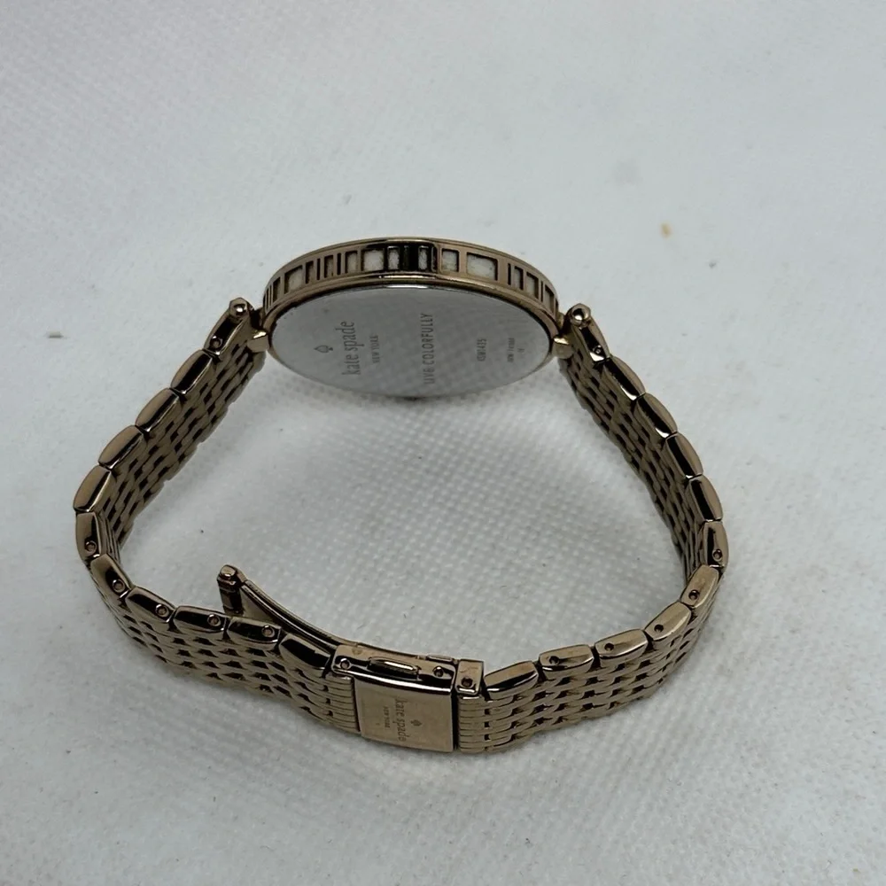 Kate Spade New York Varick Bracelet 36mm Watch Gold Bracelet Striped Face 2.75”